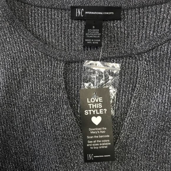 INC Women's Keyhole Knit Sweater in Gray Metallic - Size Small (NWT) - Picture 4 of 6